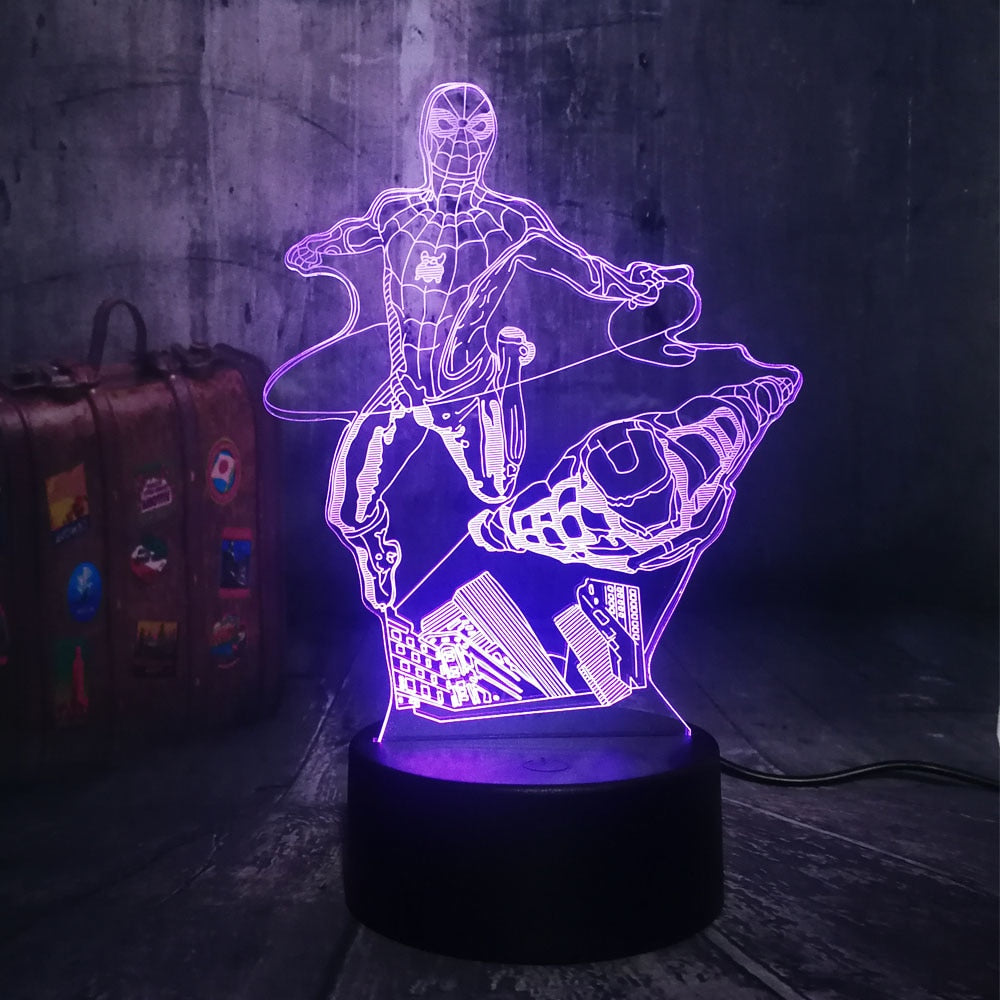 3D LED Marvel Flying Spiderman&Iron Man