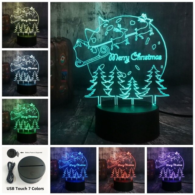 NEW 3D LED Lighting Sledding Dear Christmas Tree